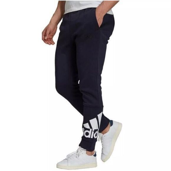 adidas GK8970 Men's Sz L Legend Ink Blue Big Logo Regular Tapered Fleece Joggers - Picture 10 of 10